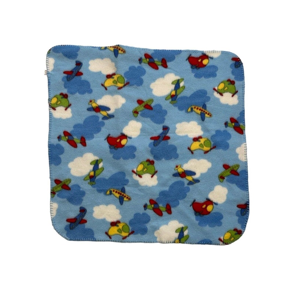Little Mimos Blue Plane Clouds Fleece Baby Kids Mini Security Lovey Blanket